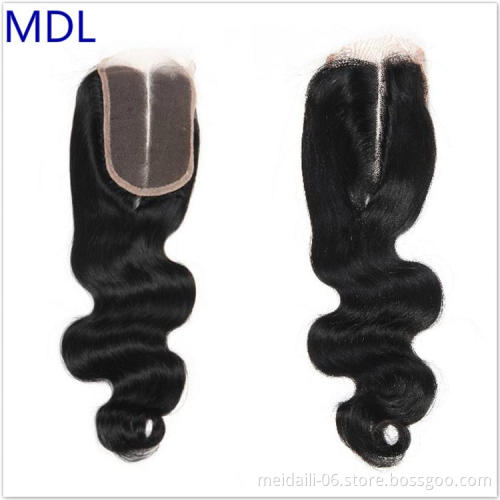 Virgin Indian Human Hair Cheap Top Quality Natural Color 4*4 Body Wave Lace Closure
